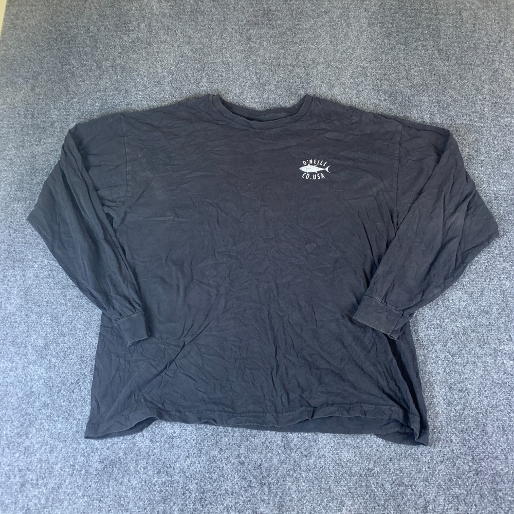 O'Neill Co. USA Fish Tuna Long Sleeve Tee Mens XL Black Graphic Cotton Crew Neck